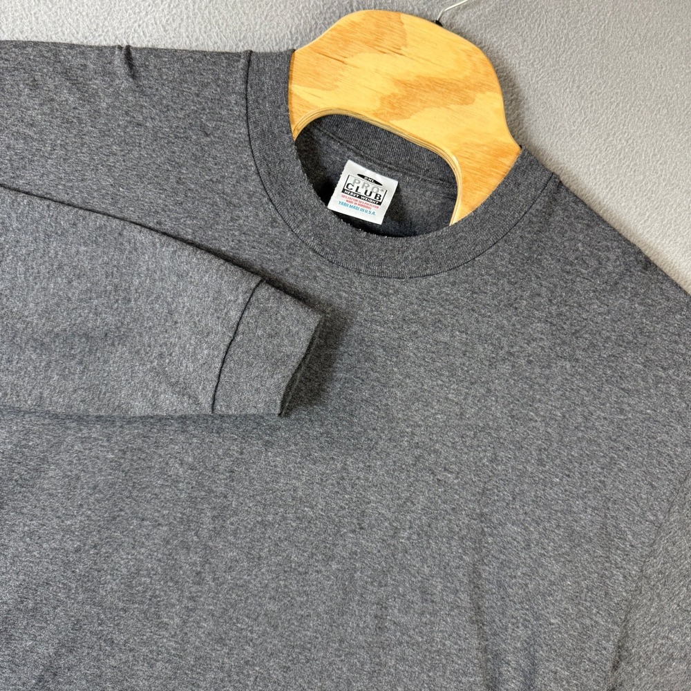 Pro Club Heavy Weight Men 2XL Long Sleeve T-Shirt Charcoal Heather Grey Crewneck